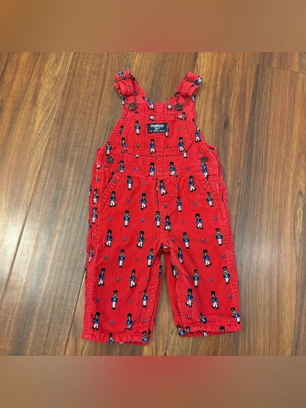 Osh Kosh B’Gosh Toy Soldier Nutcracker Red Corduroy Overalls